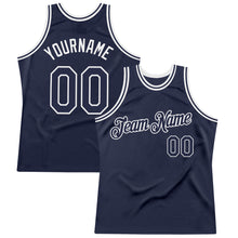 Загрузить изображение в средство просмотра галереи, Custom Navy White Authentic Throwback Basketball Jersey