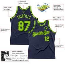 Загрузить изображение в средство просмотра галереи, Custom Navy Neon Green Authentic Throwback Basketball Jersey