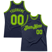 Загрузить изображение в средство просмотра галереи, Custom Navy Neon Green Authentic Throwback Basketball Jersey