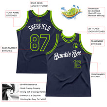 Загрузить изображение в средство просмотра галереи, Custom Navy Neon Green-White Authentic Throwback Basketball Jersey