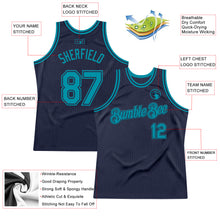 Загрузить изображение в средство просмотра галереи, Custom Navy Teal Authentic Throwback Basketball Jersey