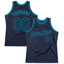 Загрузить изображение в средство просмотра галереи, Custom Navy Teal Authentic Throwback Basketball Jersey