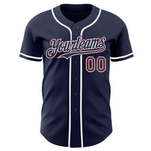 Load image into Gallery viewer, Custom Navy Burgundy-White Authentic Baseball Jersey