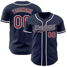 Load image into Gallery viewer, Custom Navy Burgundy-White Authentic Baseball Jersey
