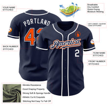 Load image into Gallery viewer, Custom Navy Orange-White Authentic Baseball Jersey