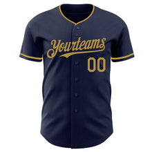 Load image into Gallery viewer, Custom Navy Old Gold Authentic Baseball Jersey