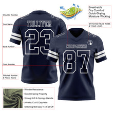 Load image into Gallery viewer, Custom Navy White Authentic Football Jersey