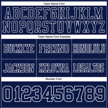 Load image into Gallery viewer, Custom Navy White Authentic Football Jersey