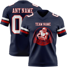 Load image into Gallery viewer, Custom Navy White-Red Authentic Football Jersey