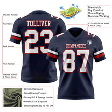 Load image into Gallery viewer, Custom Navy White-Red Authentic Football Jersey