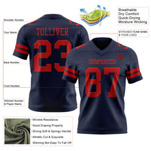 Load image into Gallery viewer, Custom Navy Red Authentic Football Jersey