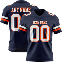 Load image into Gallery viewer, Custom Navy White-Orange Authentic Football Jersey