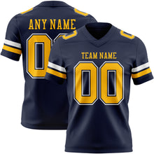 Load image into Gallery viewer, Custom Navy Gold-White Authentic Football Jersey