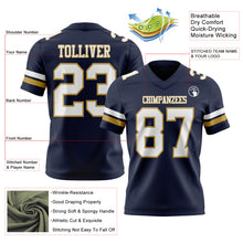 Load image into Gallery viewer, Custom Navy White-Old Gold Authentic Football Jersey