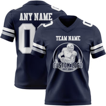 Load image into Gallery viewer, Custom Navy White-Gray Authentic Football Jersey