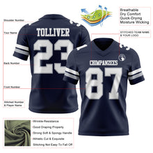 Load image into Gallery viewer, Custom Navy White-Gray Authentic Football Jersey