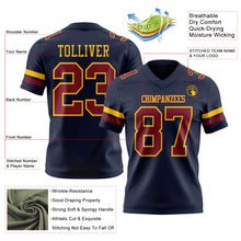 Load image into Gallery viewer, Custom Navy Crimson-Gold Authentic Football Jersey