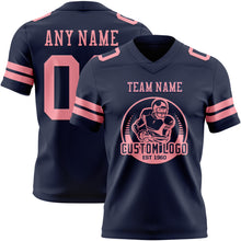 Load image into Gallery viewer, Custom Navy Medium Pink Authentic Football Jersey