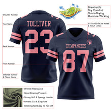 Load image into Gallery viewer, Custom Navy Medium Pink Authentic Football Jersey