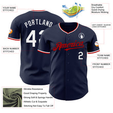 Load image into Gallery viewer, Custom Navy White-Red Authentic Baseball Jersey