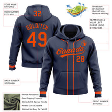 Load image into Gallery viewer, Custom Stitched Navy Orange Baseball Pullover Sweatshirt Hoodie
