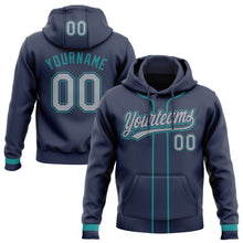 Загрузить изображение в средство просмотра галереи, Custom Stitched Navy Gray-Teal Baseball Pullover Sweatshirt Hoodie