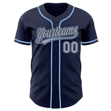 Load image into Gallery viewer, Custom Navy Gray-Light Blue Authentic Baseball Jersey