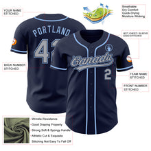 Load image into Gallery viewer, Custom Navy Gray-Light Blue Authentic Baseball Jersey