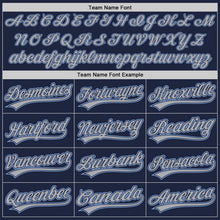 Load image into Gallery viewer, Custom Navy Gray-Light Blue Authentic Baseball Jersey
