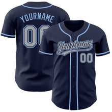 Load image into Gallery viewer, Custom Navy Gray-Light Blue Authentic Baseball Jersey