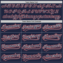 Load image into Gallery viewer, Custom Navy White-Red Authentic Baseball Jersey
