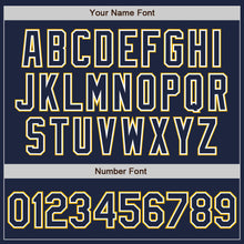 Load image into Gallery viewer, Custom Navy White-Gold Authentic Baseball Jersey