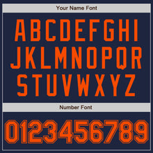 Load image into Gallery viewer, Custom Navy Orange Authentic Baseball Jersey