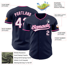 Загрузить изображение в средство просмотра галереи, Custom Navy White-Pink Authentic Baseball Jersey