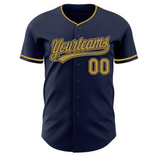 Load image into Gallery viewer, Custom Navy Old Gold Authentic Baseball Jersey