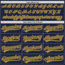 Load image into Gallery viewer, Custom Navy Old Gold Authentic Baseball Jersey