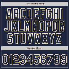 Load image into Gallery viewer, Custom Navy White-Old Gold Authentic Baseball Jersey