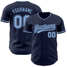 Laden Sie das Bild in den Galerie-Viewer, Custom Navy Light Blue Authentic Baseball Jersey