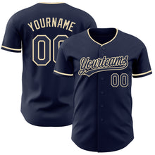 Load image into Gallery viewer, Custom Navy Cream Authentic Baseball Jersey