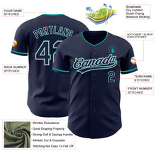 Загрузить изображение в средство просмотра галереи, Custom Navy White-Teal Authentic Baseball Jersey