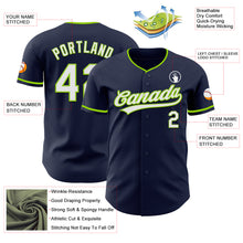 Laden Sie das Bild in den Galerie-Viewer, Custom Navy White-Neon Green Authentic Baseball Jersey