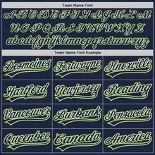 Load image into Gallery viewer, Custom Navy White-Neon Green Authentic Baseball Jersey