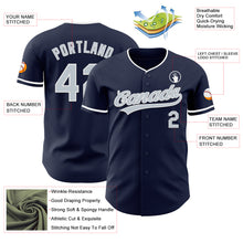 Load image into Gallery viewer, Custom Navy Silver-White Authentic Baseball Jersey