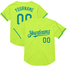 Load image into Gallery viewer, Custom Neon Green Teal Mesh Authentic Throwback Baseball Jersey