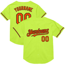 Load image into Gallery viewer, Custom Neon Green Orange-Black Mesh Authentic Throwback Baseball Jersey