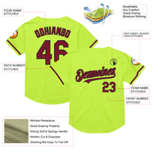Load image into Gallery viewer, Custom Neon Green Crimson-Black Mesh Authentic Throwback Baseball Jersey