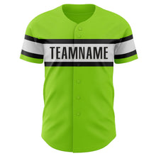 Load image into Gallery viewer, Custom Neon Green White-Black Authentic Baseball Jersey