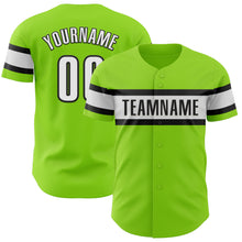 Load image into Gallery viewer, Custom Neon Green White-Black Authentic Baseball Jersey