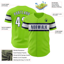 Load image into Gallery viewer, Custom Neon Green White-Navy Authentic Baseball Jersey