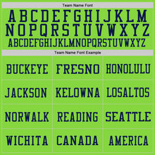 Charger l'image dans la galerie, Custom Neon Green Blue-Navy Mesh Authentic Throwback Football Jersey